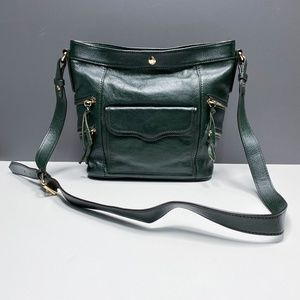 Rebecca Minkoff Green Leather With Golden Accents Hobo Bag Purse Handbag